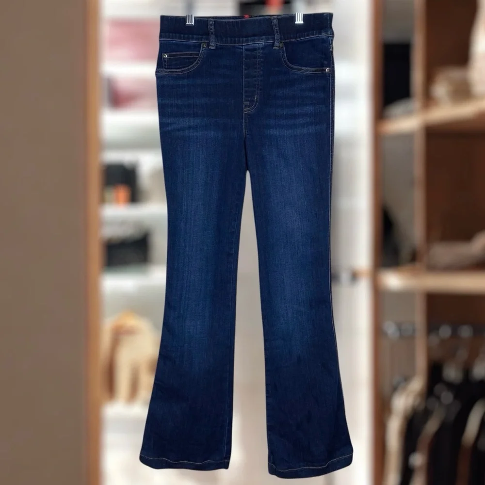 Spanx Flare Jeans Blue Denim Women’s Size S Stretch High Rise
